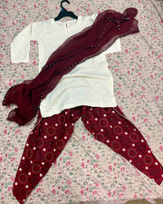 Pakistani stitched Lawn tulip shalwar, kameez, chiffon duptta 5-7 yrs girl 