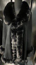 Black Faux Fur Cape Coat