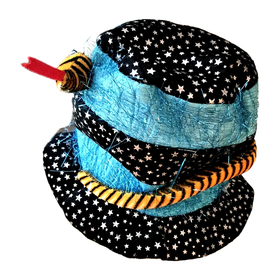 Halloween Costume Top Hat Aqua and Black Medium Mad Hatter Snake Custom Created - Image 4 of 4