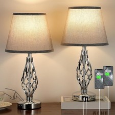 Aooshine Touch Table Lamps Set of 2, Bedside Lamp with USB-C USB-A Ports
