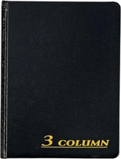 Adams Account Book, 7 x 9.25 Inches, Black, 3-Columns, 80 Pages 1 PACK, Black 