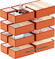 Vegan Leather Drawer Organizers,16 Pack Makeup Storage Boxes,Vanity Drawer Luxur