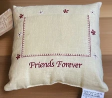 VTG C&F Pillow Picture Frame 100% Linen 4x6 Embroidered Photo Slip Throw Pillow