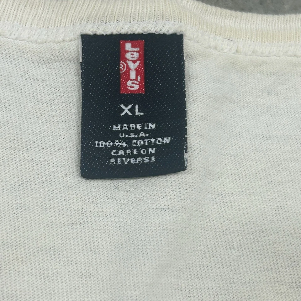 Vintage 90s Levis Floral Graphic Shirt Mens XL White Made USA Promo Tee Rare - Image 3 of 4