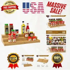 Compact and Elegant 3-Tier Bamboo Spice Rack - Organize Your Kitchen with Style