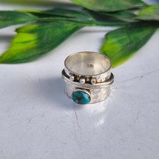 Real Blue Copper Turquoise Ring 925 Sterling Silver Anniversary Gift Ring PG9066