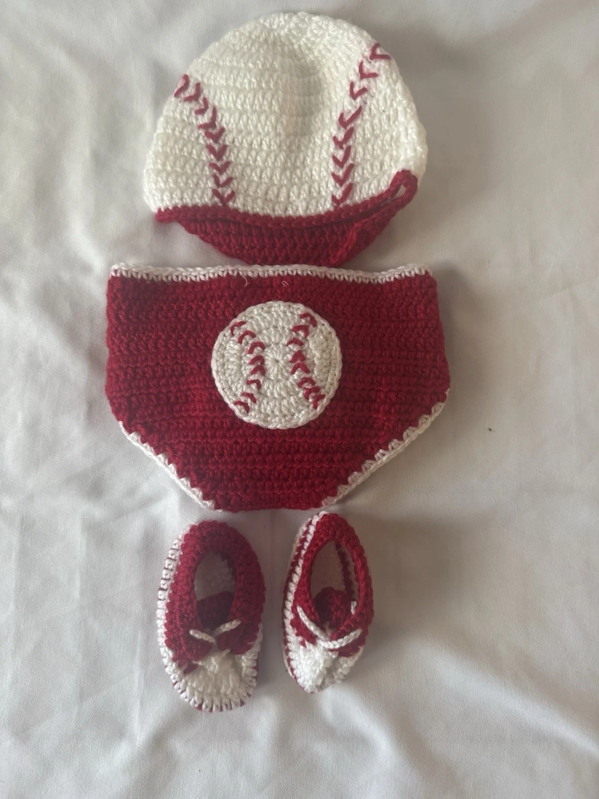Newborn Baby Baseball Outfit Handmade Crochet Knitted Photo Prop Costume Sports