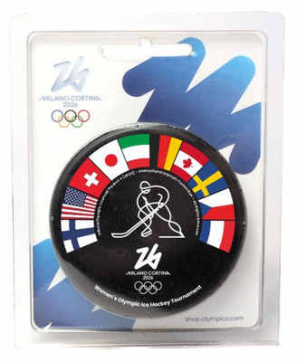 2026 Winter Olympic Games Milano Cortina Womens Tournament Flags Hockey Puck NEW