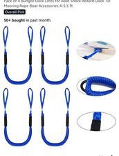 Pack of 4 Bungee Dock Lines for Boat Shock Absorb Dock Tie Mooring Rope Boat ...