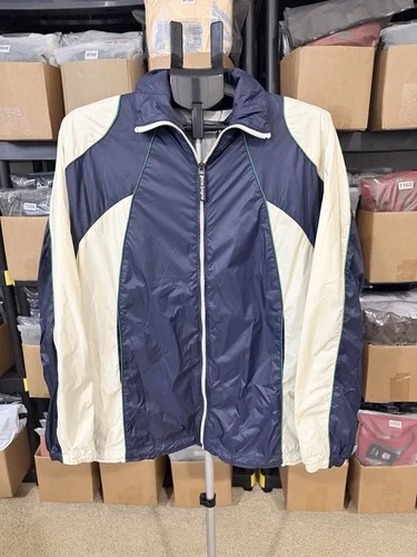 Palm Angels MED Curved Logo Windbreaker Jacket Navy Blue NWT 🔥 $1181 image 4