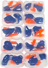 10 Pairs Corded Silicone Ear Plugs - with Plastic Carry Cases - Reusable Noise