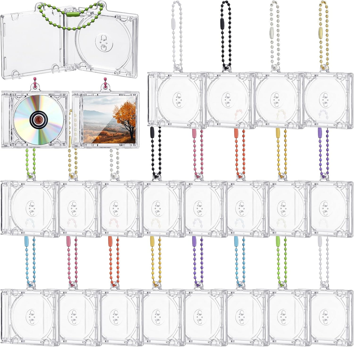 20 Pcs Mini Cd Keychain Album Cases Plastic Cd Cases Clear DVD