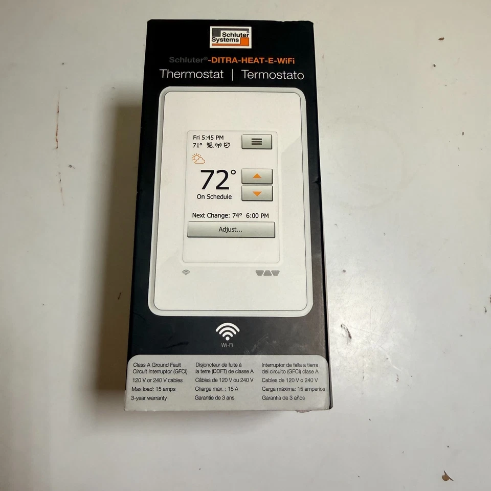 Schluter Ditra HEAT-E-WIFI Pantalla Táctil Termostato de Piso Programable DHERT104/BW Foto 2 de 4