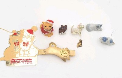 Cat Lot Of 8 Christmas Humane Society, Ultra Craft, Porcelain, Etc
