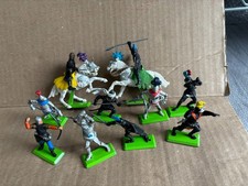 Britains Deetail Medieval Knights Silver Black 2 On Horseback Lot Of 10 1971