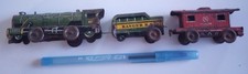 1920's-30's Miniature Tin Litho Wind Up Train 3 Piece No Key