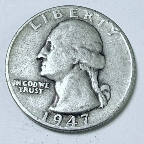 New Listing1947 Washington Quarter 90% Silver Circulated Coin Free Shipping #7672