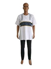African Men's Shirt Kente Patches  with embroidery shirt Chest: 38 in 
