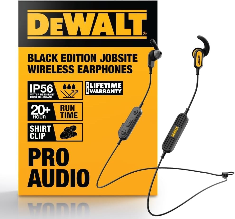 DEWALT Heavy Duty Neckband Bluetooth Earbuds - Black Special