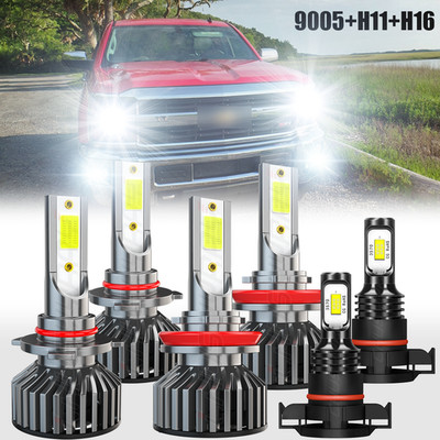 LED Headlight + Fog Light Bulbs SET For Chevy Silverado 1500 2500HD 2007-2015