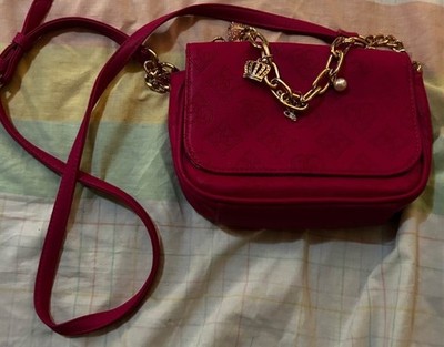 Pink Small Women s Shoulder Bag, Zip, Lined, Detachable Strap, Chain Pearl