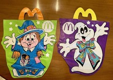 LOT of 2 Vintage 1990 McDONALD'S Halloween Vinyl Trick or Treat Bags EUC 