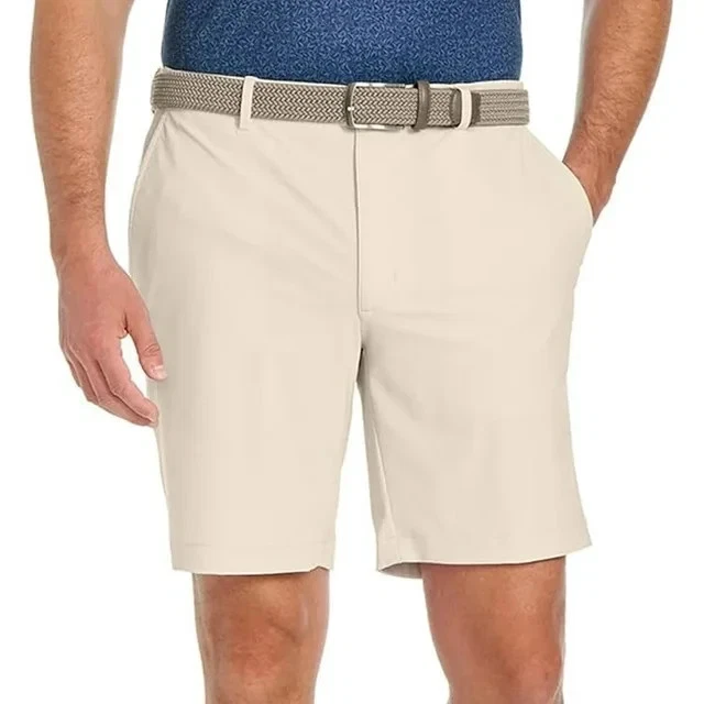 Greg Norman Men’s Stretch Flat Front Lightweight Short Tan, Size 34