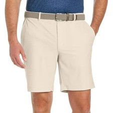 Greg Norman Men s Stretch Flat Front Lightweight Short, Tan, Size- 38