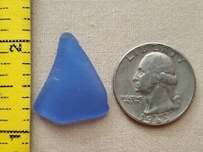 GENUINE BEACH SEA GLASS SURF TUMBLED CORNFLOWER LIGHT BLUE PENDANT FROSTED T01