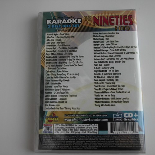 THE NINETIES Chartbuster Vol-5017 KARAOKE 3 CD+G 50 SONGS new in WHITE SLEEVES - Picture 2 of 2