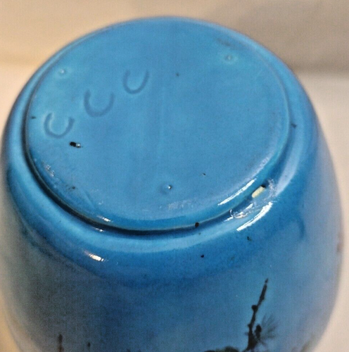 Handcrafted Ceramic Birds Blue Glossy Vase Art Piece Artist Signed - Picture 6 of 10