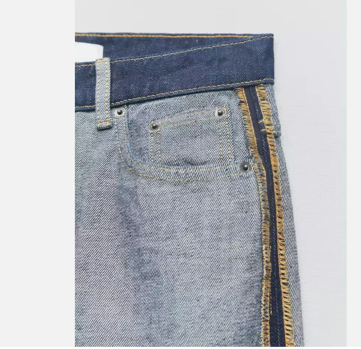新品未使用　ZARA the inside out denim pants ZARA Inside Out Blue Denim Jeans Size 2 Wide Leg High Rise