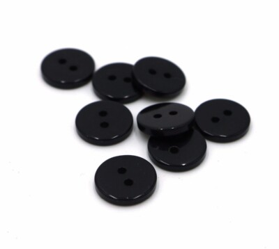 Lot De 50 Boutons Plats 2 Trous Noir - 7,5 Mm De Diamètre - Pour Scrapbooking Et Mercerie