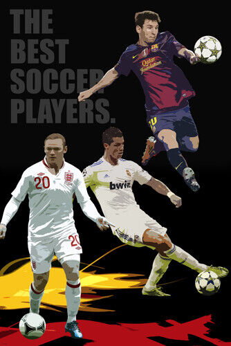 ALL STAR SOCCER POSTER Rooney Ronaldo Messi Football RARE HOT NEW 20x30-VW0 - Picture 1 of 1