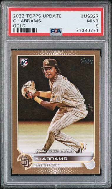 2022 Topps Update Gold #US327 CJ ABRAMS RC Rookie Debut /2022 PSA 9 Nationals