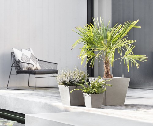 Ecopots Rotterdam Modern Square Recycled-Based Composite Planter, Taupe, 8” - Picture 3 of 7