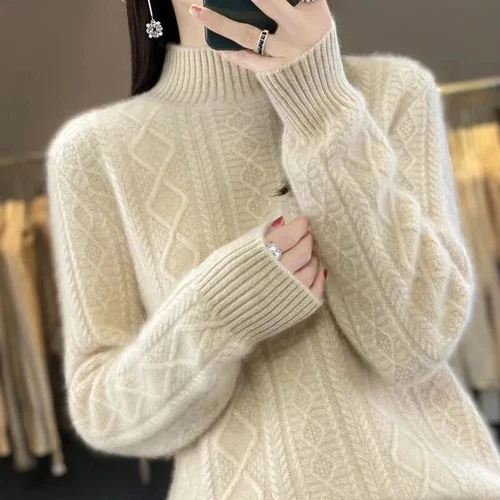 Women Sweater Wool Turtleneck Cashmere Knitwaer Casual Pullover Tops - Picture 30 of 36