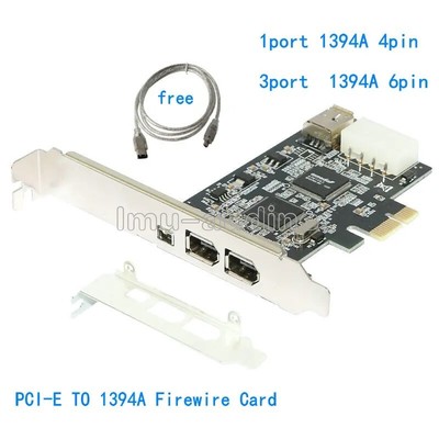 1PCS For PCI-e 1394A 4-Port Firewire Card 1394A PCIe 6Pin To 4Pin Desktop PC-