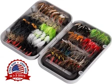 Kit surtido de moscas para pesca con mosca seca y húmeda con caja para moscas US