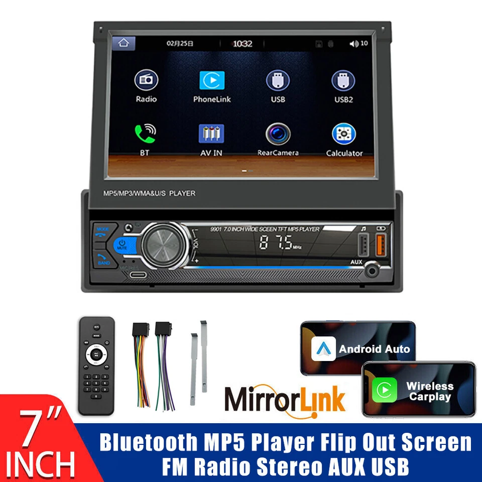 7" AUTORADIO MIT ANDROID AUTO BLUETOOTH Carplay TOUCHSCREEN USB TF FM MP5 1 DIN - Bild 2 von 4
