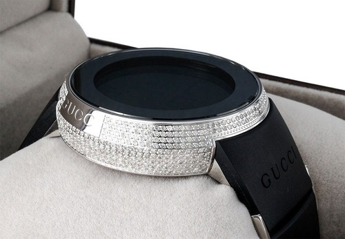 Diamond Gucci I-Gucci Orologio da uomo digitale YA114202 nero in gomma  banda 2.50 ct. | eBay