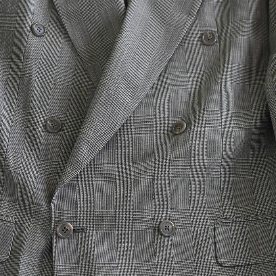 Chaqueta Abrigo Deportivo Pierre Balmain 42L Marrón Glenn Check 100% Lana Doble Pecho Foto 3 de 4