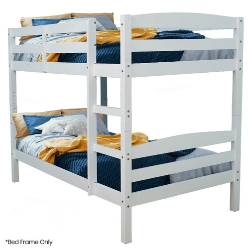 KINGSTON SLUMBER Single Bunk Bed Frame Kids Beds Childrens White Wooden Timber - Picture 12 of 12