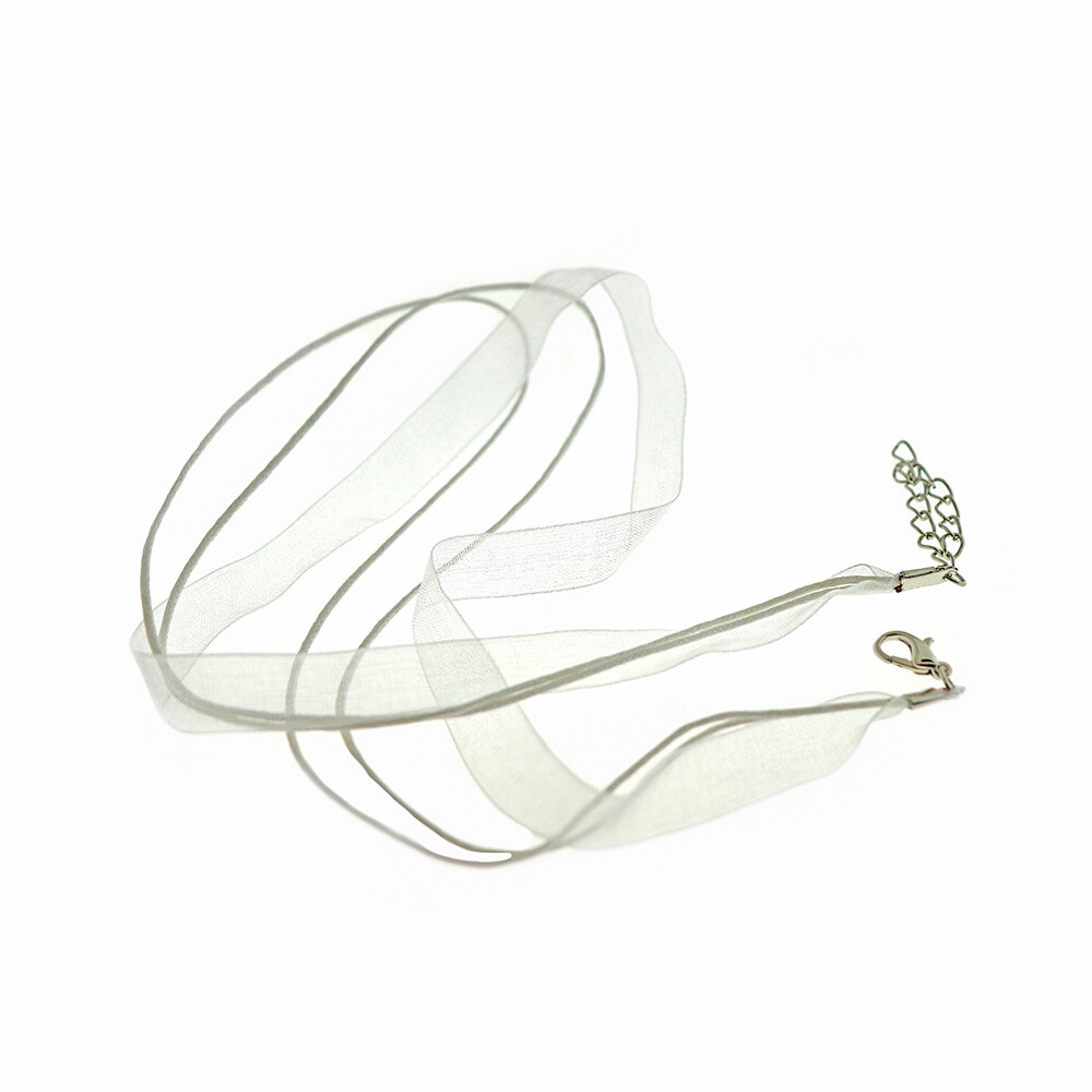ネックレス・ペンダント Large Ribbon Necklace #5757 White Organza Ribbon Necklace 17