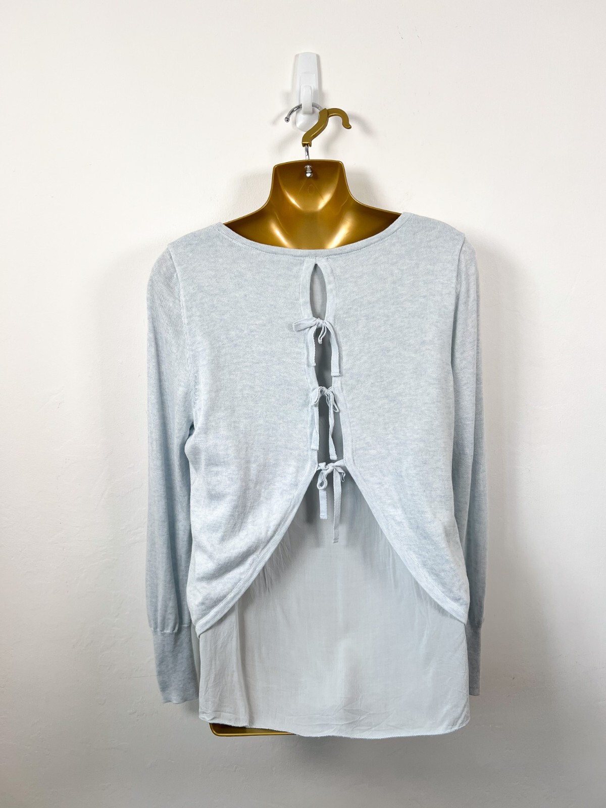 Mint Velvet Jumper Womens 14 Blue Tie Back Layered Knit Sweater Pullover  Ladies | eBay