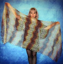 Handmade Knitted Goat Hair Fuzzy Orenburger Shawl Scarf Wrap Stole