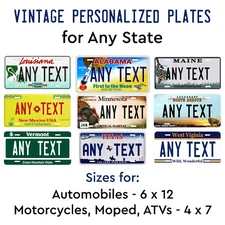 Personalize Custom License Plate Tag for Any State Auto Car Motorcycle ATV Moped