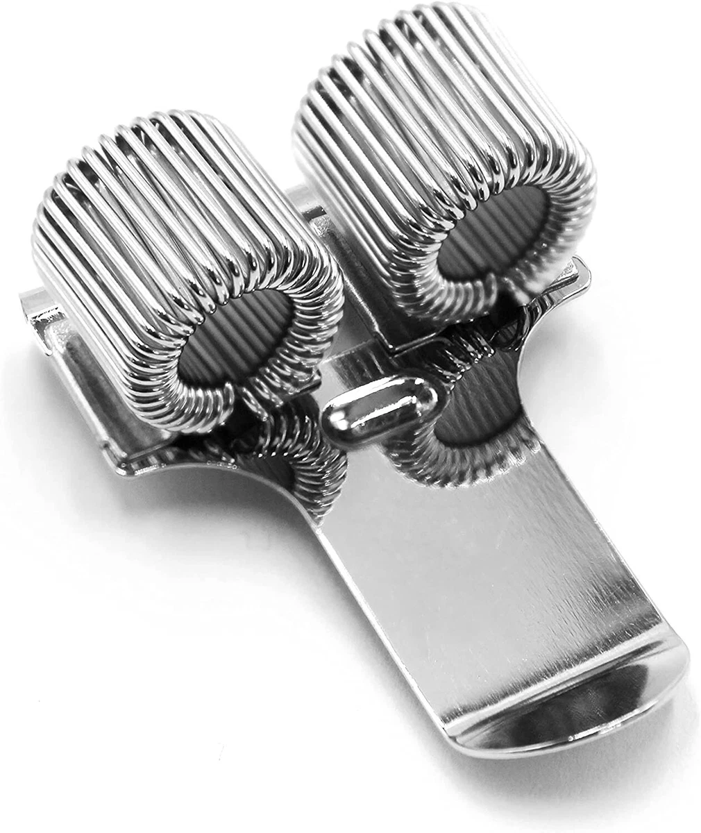 Double Metal Pen Holder with Pocket Clip Ideal For Doctors Nurses Silver