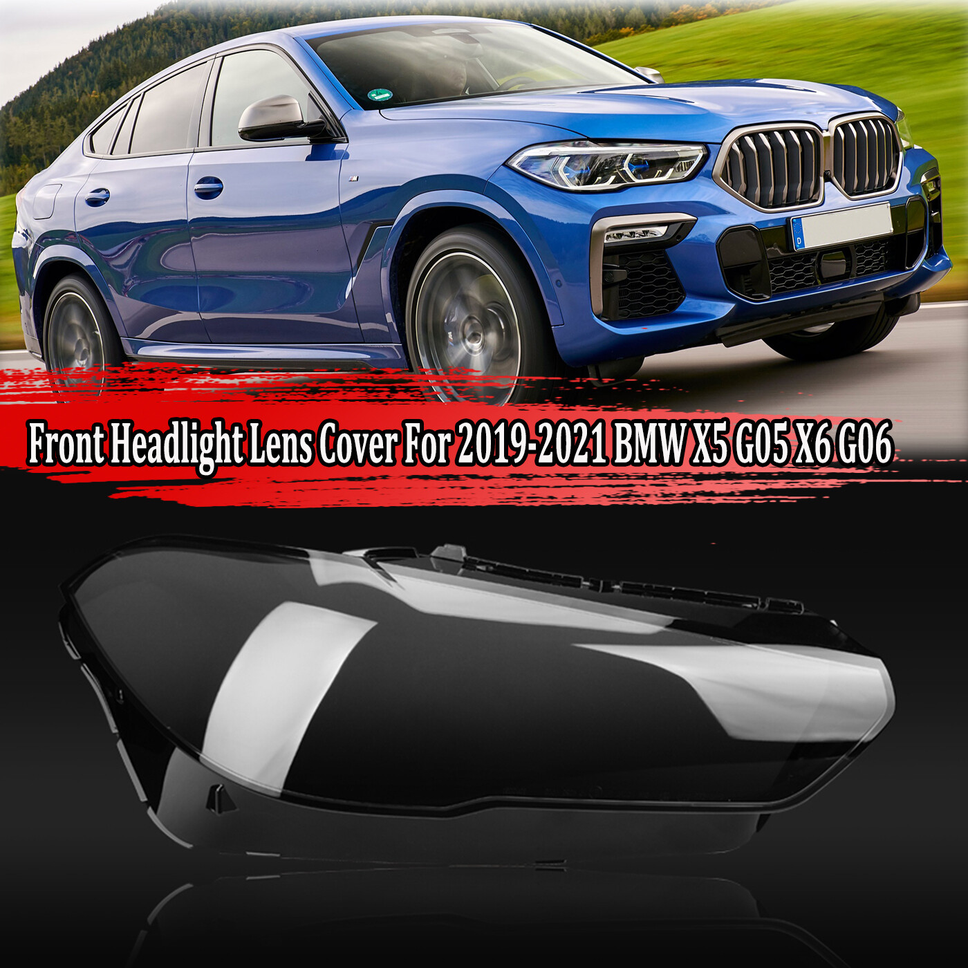 Clear of BMW X5 G05 X6 G06 Right Side Headlight Lens Cover Shell  2019 2020 2021