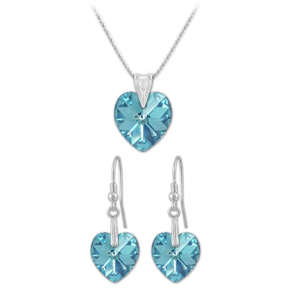 Parure Argent 925 et Cristal Autrichien Aquamarine AB 18mm